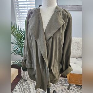NINE WEST-Olive Green Drapey light weight Utility Jacket Women's Sz Large
